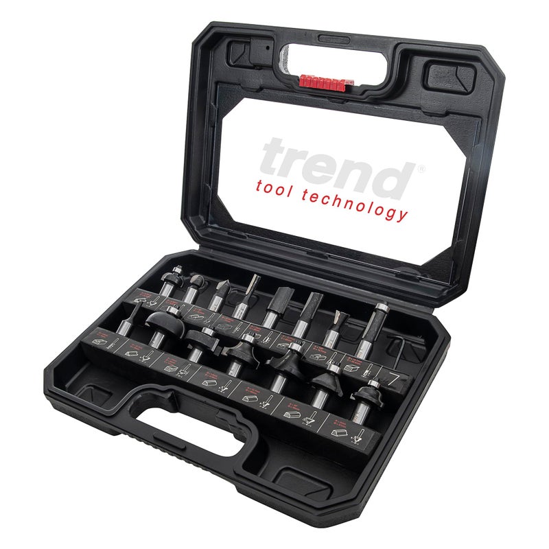 Trend 15 Piece Router Cutter Starter Set, 1/2 Inch Shank, Tungsten Carbide Tipped, Storage Case Included, SET/SS9X1/2TC - Image 1